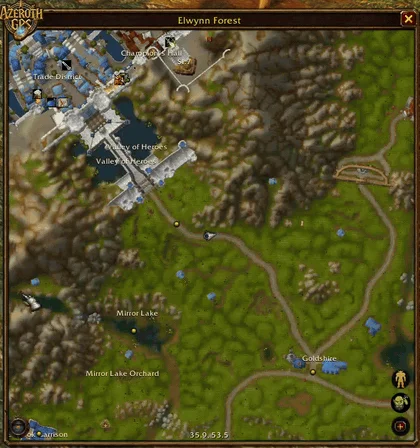 A stop in Darkshore from Elwynn: Route there anyway?, then the trip on the world map, the boat across