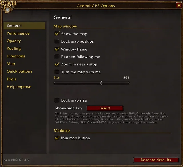 Clicking through the options pages