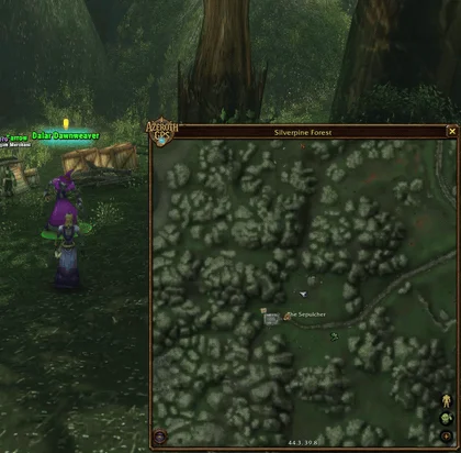 In Silverpine: the Quest Route button pulsing after a new quest, then the route made again with it